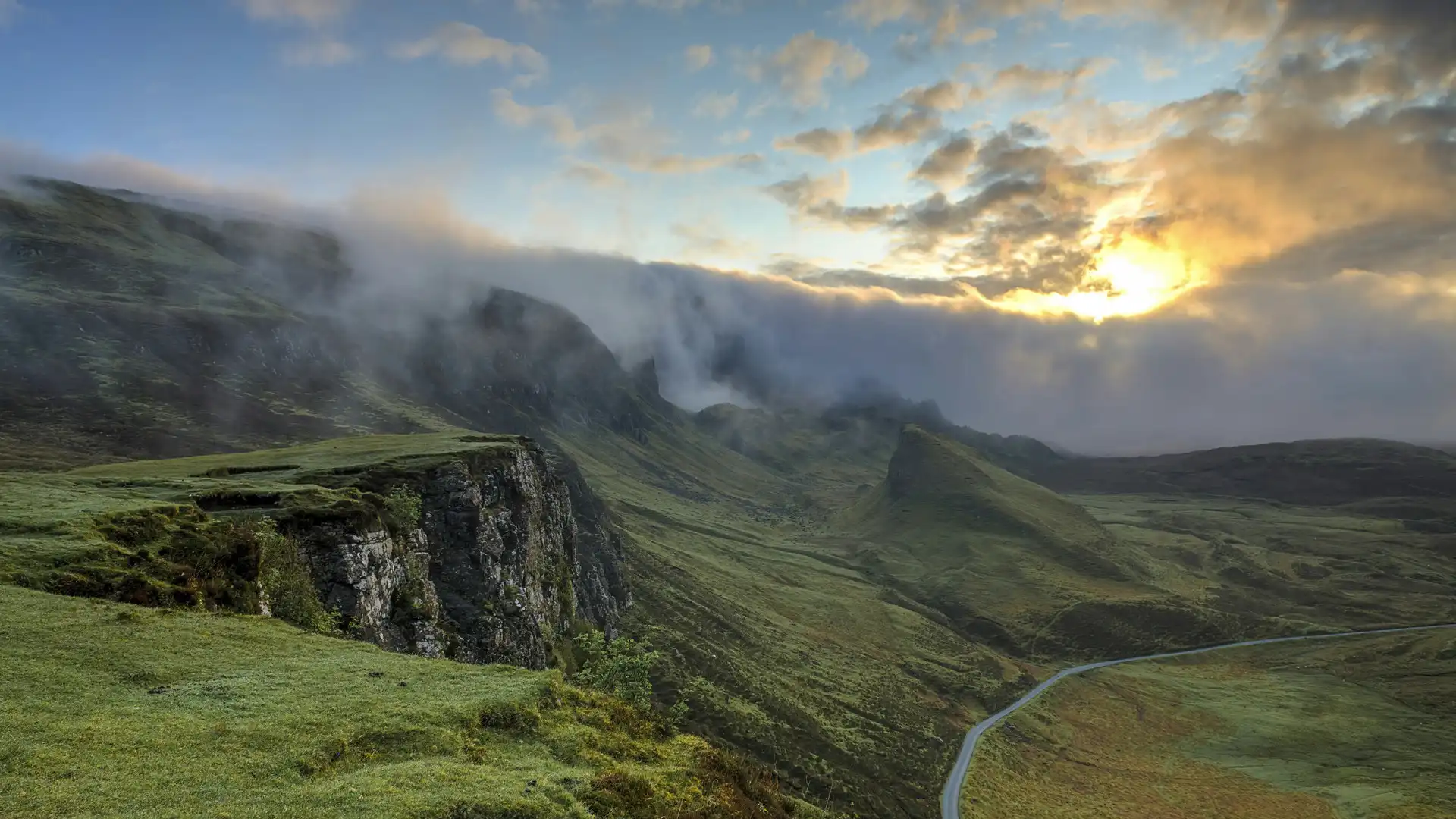 Paisaje ilustrativo de montaña y praderas